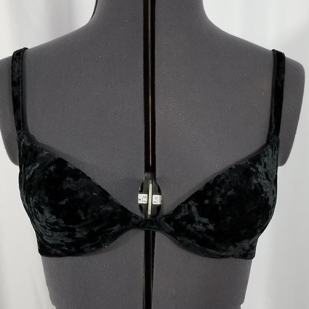 Victoria Secret Demis Black Felt Underwire Bra 34B